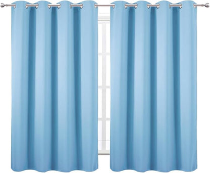 LEMOMO Blackout Curtains 66 x 54 Inch Long Sky Blue Curtains Set of 2 Panels - Image 2