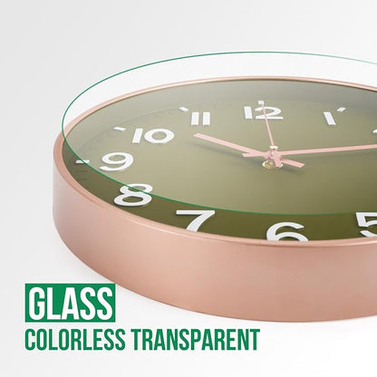 Wall Clock 12Inch Olive Green Modern Simple Quartz Decorative Clock Non-Ticking - Image 5