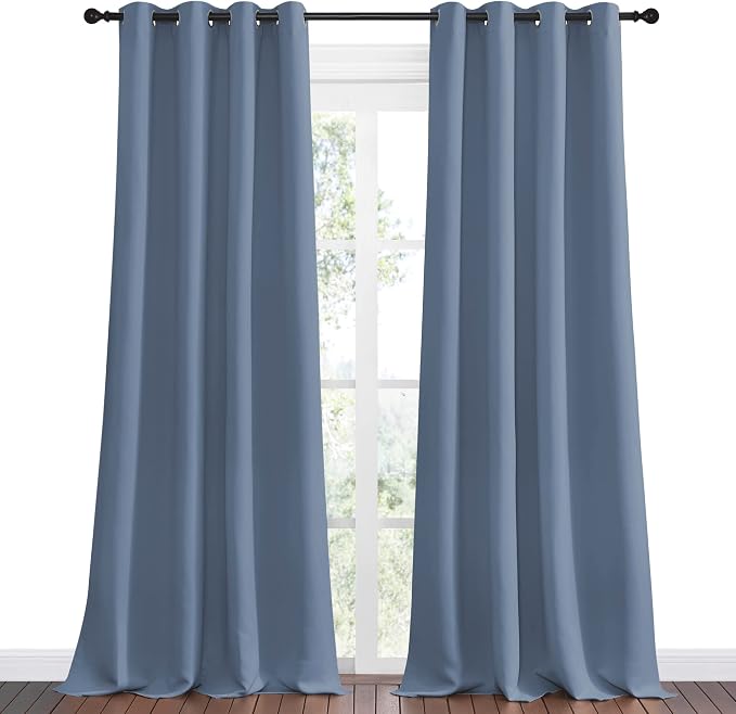NICETOWN Stone Blue Room Darkening Curtain Panels 102" Length - Image 2