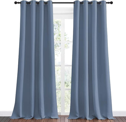 NICETOWN Stone Blue Room Darkening Curtain Panels 102" Length - Image 2