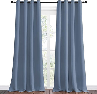NICETOWN Stone Blue Room Darkening Curtain Panels 120" Length - Image 2