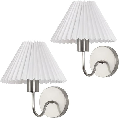 Wireless Wall Sconce Sets of 2, Pleated Shades Rechargeable Battery Operated - Image 9