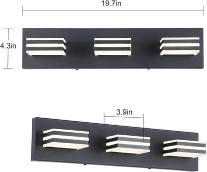 Black Vanity Lights for Bathroom Light Fixtures Adjust 3 Colors Modern Bath - Image 5