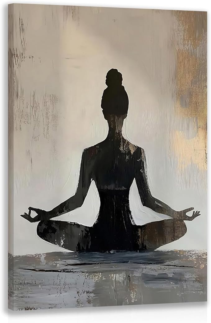 GELDSTEI Framed Zen Wall Art, Modern Yoga Girl Canvas Painting, Tranquil by Unknown