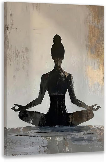 GELDSTEI Framed Zen Wall Art, Modern Yoga Girl Canvas Painting, Tranquil by Unknown