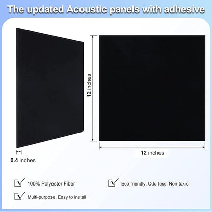 18 Pack Black Acoustic Panels 12"X12"X 0.4"Sound Absorbing Panel Wall - Image 6