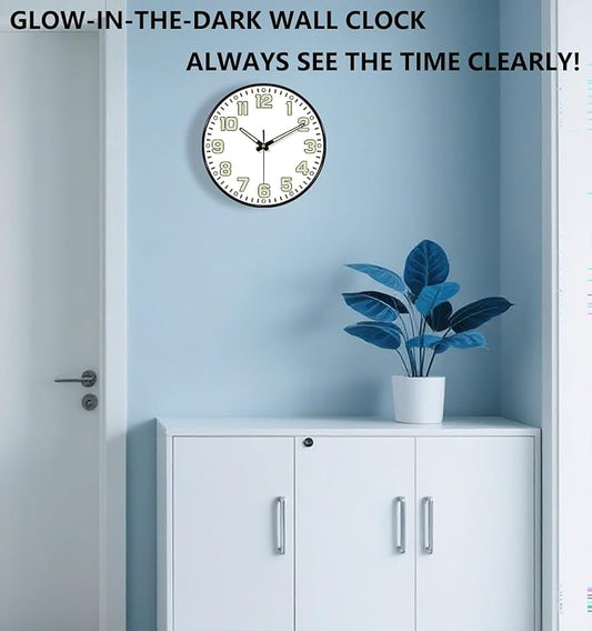 Glow in The Dark Wall Clock Non Ticking, 10 inch Silent Wall Clocks Battery - Image 2