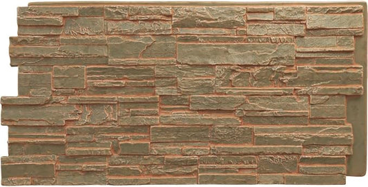 EverStone Cascade Faux Stone Panel, 48 5/8"W x 24 3/4"H x 1 1/4"D, Iron Mill by EkenaMillwork