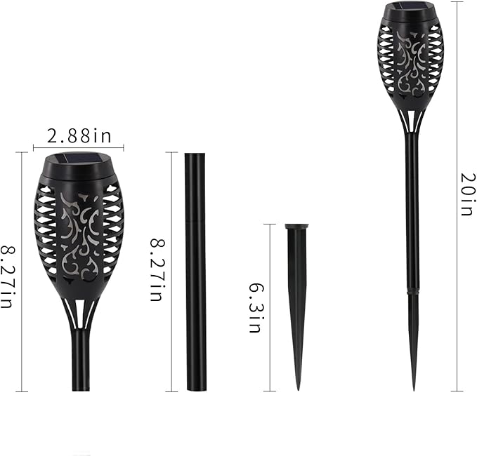 Halloween Decorations Outdoor, 12 Pack Purple Solar Lights Outdoor Waterproof 12 LED Mini Tiki Torch Lights with Flickering Flame for Outside Landscape Garden Pathway Dusk to Dawn Auto On/Off