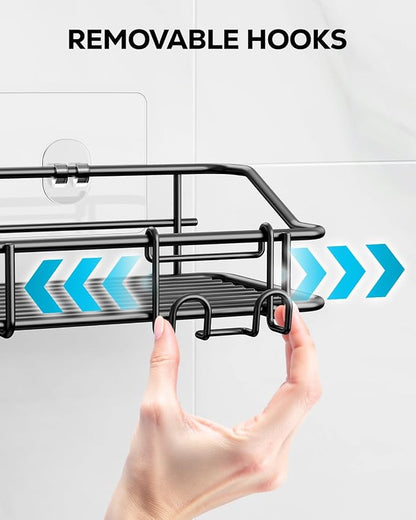 Nieifi Shower Caddy Shelf with Hooks Storage Rack Organizer Adhesive Stainless - Image 7