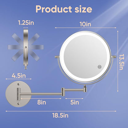 FUNTOUCH 9" Wall Mounted Lighted Makeup Mirror - Image 6