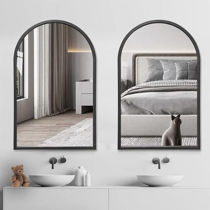 Wall Mounted Mirror, 30“x20 Black Bathroom Mirror, Arched Window Mirrors - Image 6