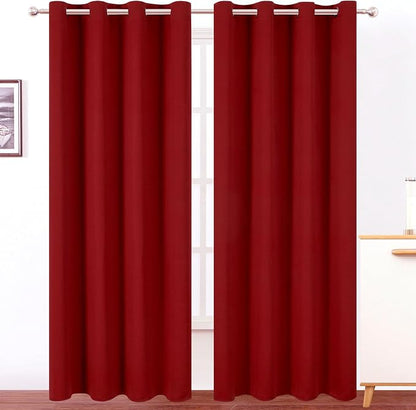 LEMOMO Blackout Curtains 52 x 120 Inch Long Red Curtains Set of 2 Panels Room by Lemomo