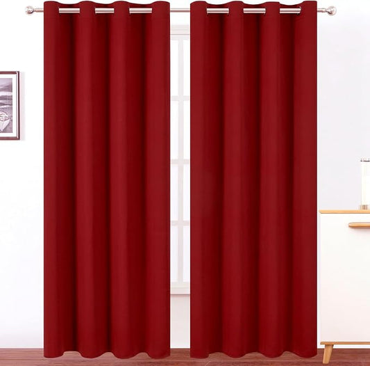 LEMOMO Blackout Curtains 52 x 120 Inch Long Red Curtains Set of 2 Panels Room by Lemomo
