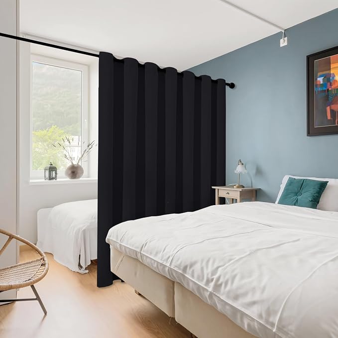 ChrisDowa Room Divider Curtain 90 Inches Long, Wide Blackout Sliding Door - Image 2
