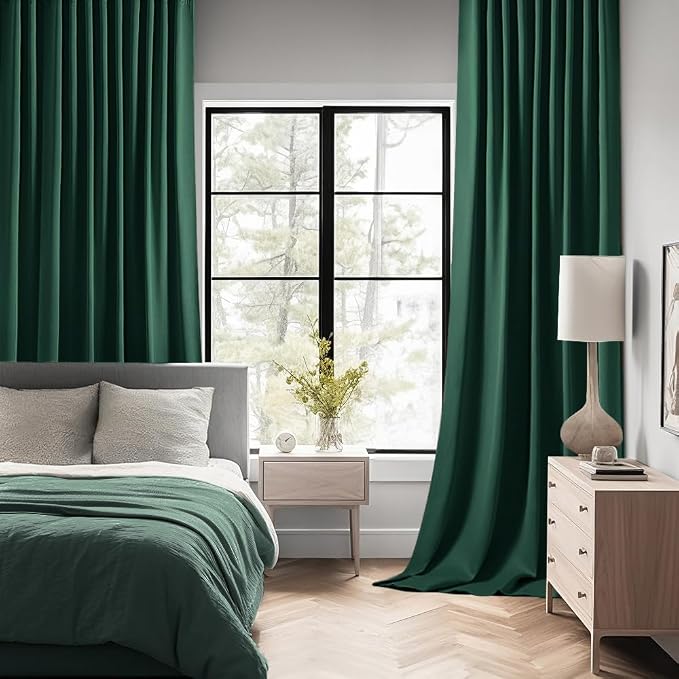 MIULEE Christmas Hunter Green Back Tab Blackout Curtains 90 Inches Long 2 - Image 2