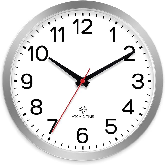 AKCISOT Atomic Silver Wall Clock Analog Clocks Battery Operated Clock by Akcisot