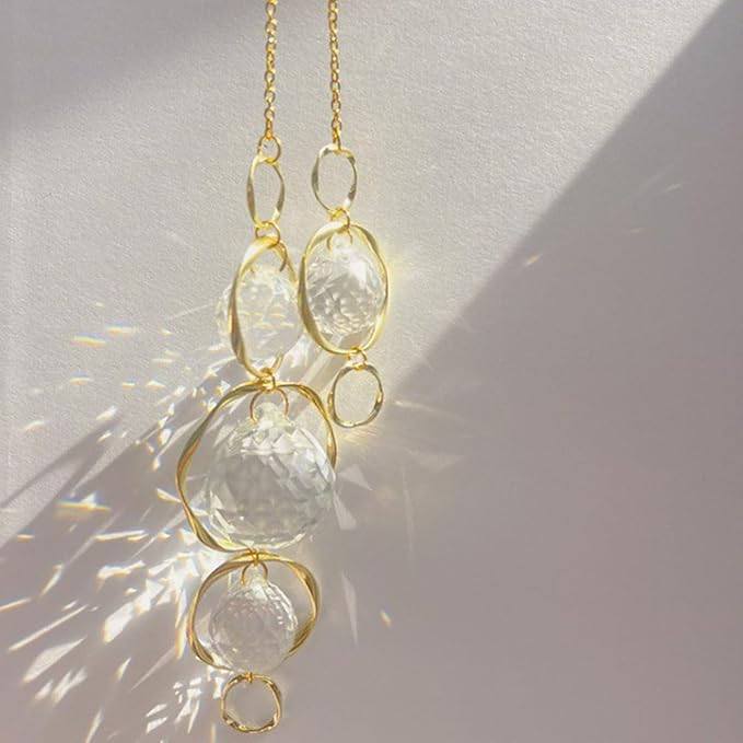 2 Pcs Crystal Suncatcher Wind Chimes for Outside,Crystal Suncatcher Prisms Hanging Outdoor Wind Chimes,Sun Catcher Hanging Crystals for Windows,Suncatchers Wind Chime Garden Decor Wedding Decoration