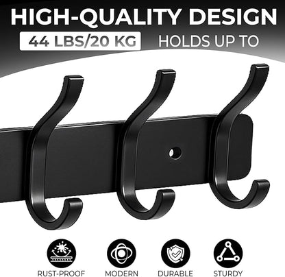 Dntorx Coat Rack Wall Mount, 1 Pack Coat Hooks Hanger Wall Double Hook Rack - Image 3