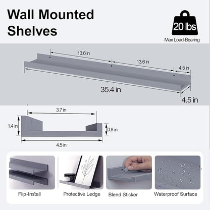 Floating Shelves for Wall Decor, Long Wall Mounted Storage Shelf for Bedroom - Image 3