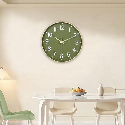HZDHCLH Wall Clocks Battery Operated, Wall Clock Green Gold, 14 inch Wall Clock - Image 8