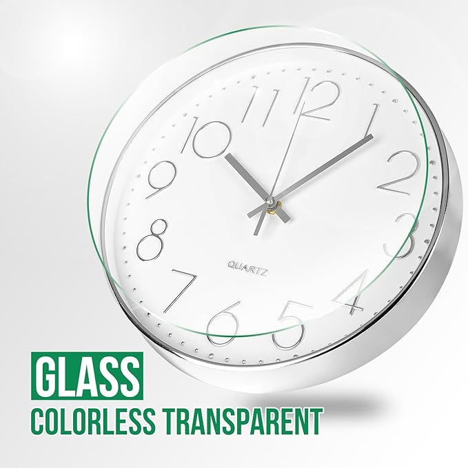 Wall Clock 10 Inch Non-Ticking Silent Modern Simple Style Round Decor Clock - Image 5