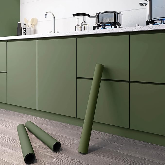 Dimoon 590''x15.7'' Green Skin Peel and Stick Wallpaper Contact Paper Modern - Image 2