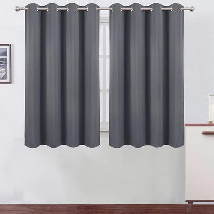 LEMOMO Blackout Curtains 66 x 54 Inch Long Grey Curtains Set of 2 Panels Room by Lemomo