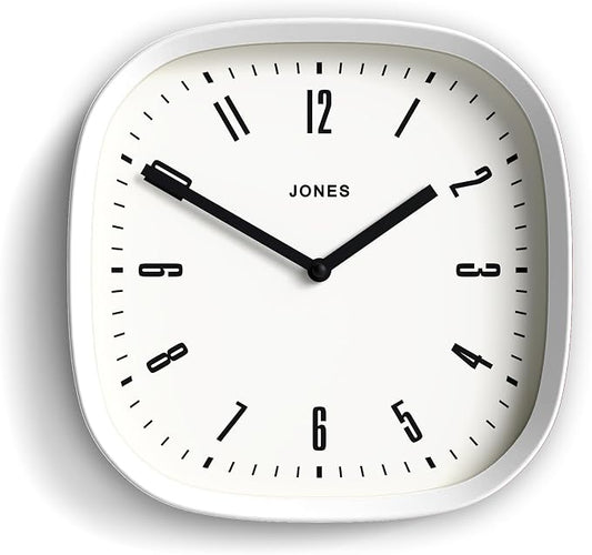 JONES CLOCKS® Marvel Wall Clock | Modern Retro Rounded Square Clock | 10 inch | by JONESCLOCKS