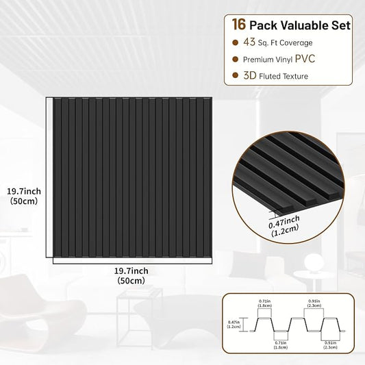 RITOLLO 16-Pack PVC Slat Wall Panels - Image 2