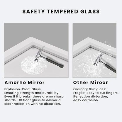 Amorho Bathroom Mirror, 48x40 Inch White Framed Bathroom Mirrors - Image 3