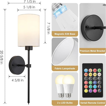 Battery Operated Wall Sconces Set of Two, Wireless Rechargeable Wall Light - Image 7