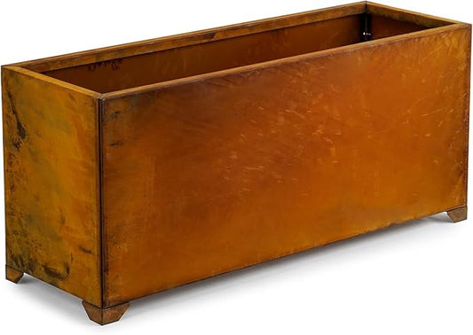 Stanbroil Corten Steel Planter Box for Outdoor Patio - 36 X12 X16 Inch Large Rectangular Metal Planter Box with Natural Rusty and Drainage Holes for Raising Flower, Plants