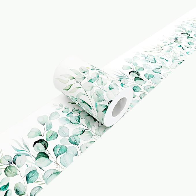 Watercolor Eucalyptus Leaves Wallpaper Border 3.9"X196.8" Peel and Stick Wall by WEISENI