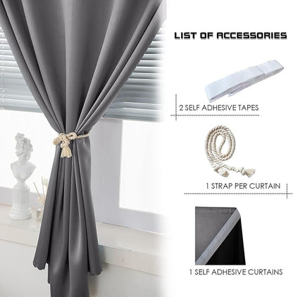 AJAZZ 100% Blackout Shades Window Cover Self Adhesive Curtains Sticky Curtain - Image 4