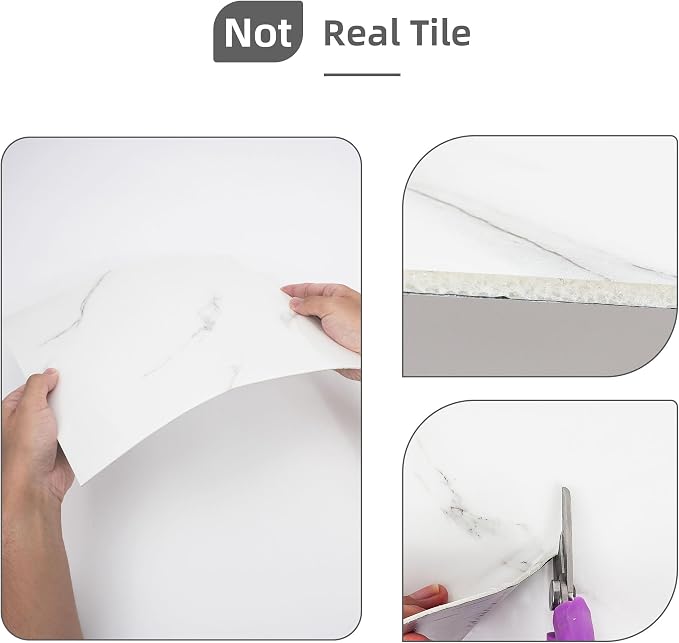 Vieshful 20pcs Peel and Stick Backsplash Tile，12"x12" Self Adhesive Marble Tile - Image 7