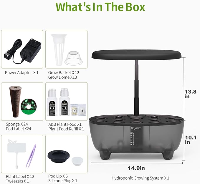 Indoor Hydroponics Growing System, 12 Pods Smart Herb Garden Planter with LED Grow Light Plant Germination Kit (No Seeds), Ideal Gift for Gardening Lovers, Gift Ideas for Women Men