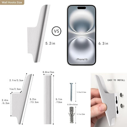 Wood Wall Hooks 4 Pack Coat Hooks Wall Mount White Wooden Hooks - Image 3