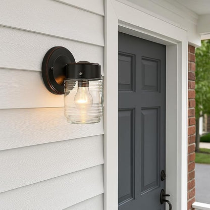 Design House Jelly Jar 1 Light Wall Light, Oil Rubbed Bronze, Outdoor Downlight - Image 4
