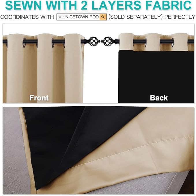 NICETOWN Thermal Insulated 100% Blackout Curtains, Sound Reducing Drapes - Image 5