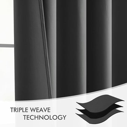 MIULEE Back Tab Grey Blackout Curtains 102 Inch Long 2 Panels Set - Image 7