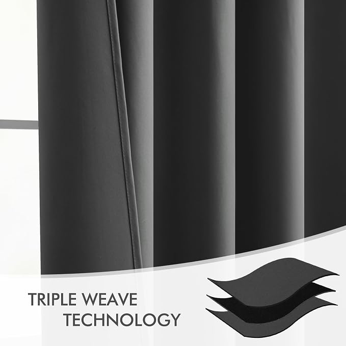 MIULEE Back Tab Grey Blackout Curtains 120 Inch Long 2 Panels Set - Image 7