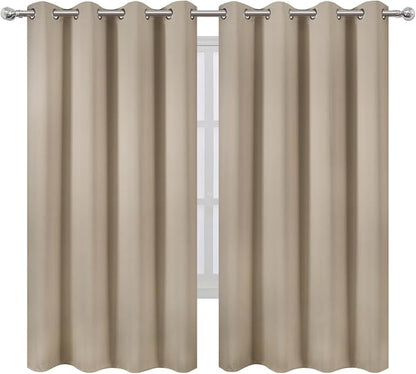 LEMOMO Khaki Blackout Curtains 66 x 63 Inch Length/Set of 2 Curtain - Image 2