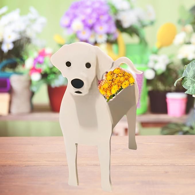 White Labrador Dog Planter Plant Pots,Cute Garden Dog Flower Planter,Dog Planters Birthday Gifts for Women,Office,Indoor/Outdoor Decor9.45 * 6.38 * 13.39in