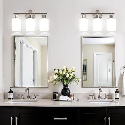 Zarbitta 3-Light Bathroom Light Fixtures, Brushed Nickel Vanity Light, - Image 5