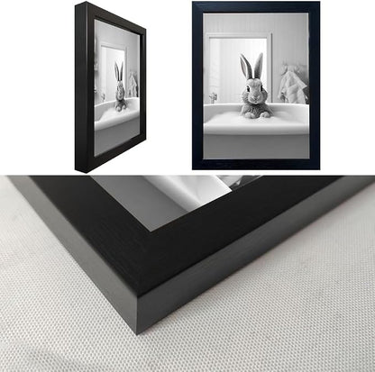 Kids Bathroom Wall Art Black and White Cute Animal Canvas Print Painting Funny - Image 3