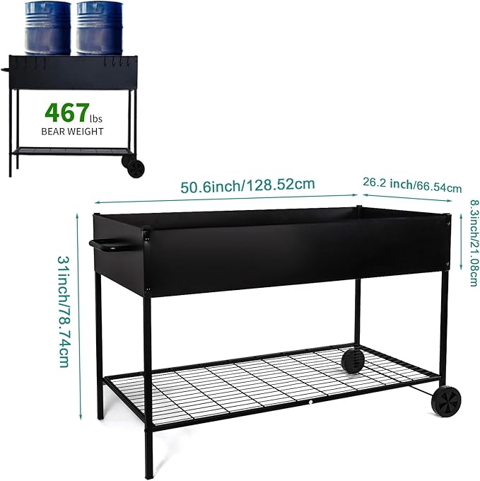 MIXC 50 * 26 * 31 Large Metal Raised Garden Beds with Legs, Elevated Planter Boxes Outdoor Raised for Gardening, Bigger Planter Box for Vegetable Flower Herb