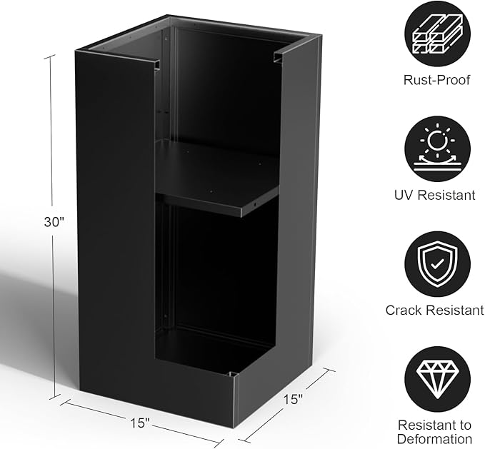 Tall Metal Cube Planter for Outdoor Plants 15" L x 15" W x 30" H, Heavy Duty Steel Planter Box with Removable Insert Shelf, Rectangular Planters for Porch, Garden, Yard, Hotel (Black)