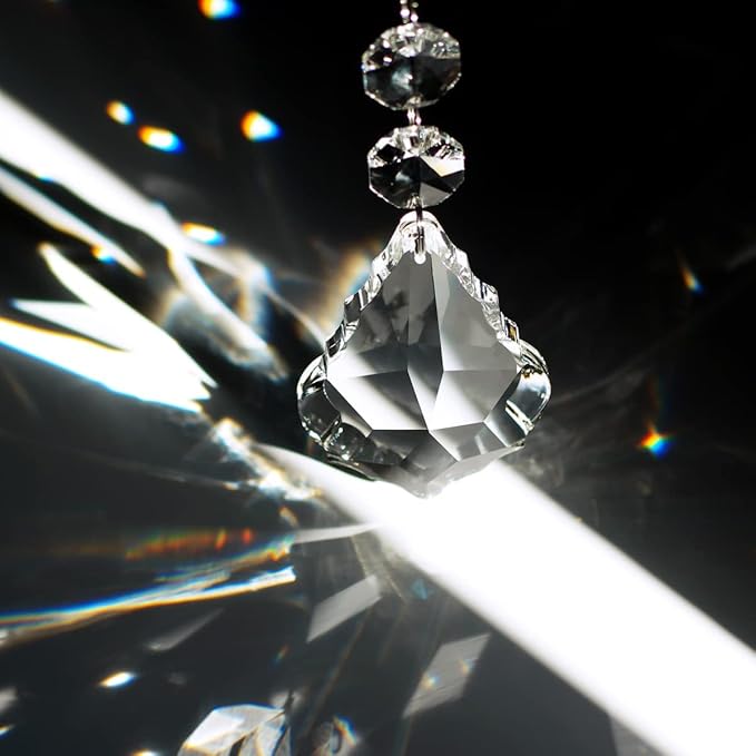 12pcs Crystal Chandelier Maple Leaf Prism Pendant Parts, 76mm Hanging Crystals Beads for Chandelier Wedding Decoration Clear