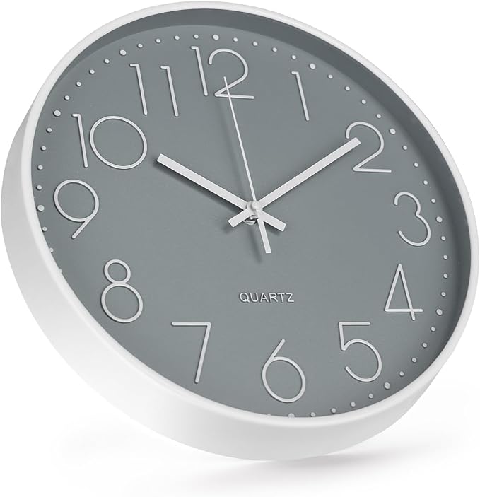 Wall Clock 12 Inch Non-Ticking Silent Modern Simple Style Round Decor Clock - Image 2